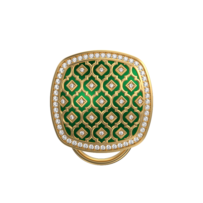 Ornate Luxe, Classic Button Set with CZ Diamonds, 18kt Gold Plating and Enamel on Brass.