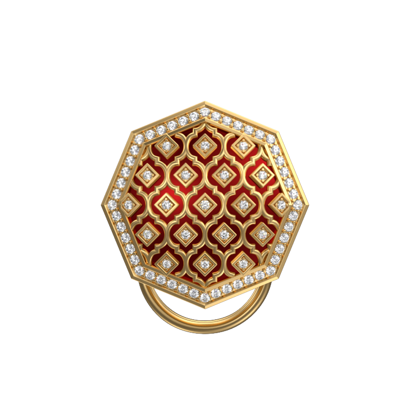 Ornate Luxe, Classic Button Set with CZ Diamonds, 18kt Gold Plating and Enamel on Brass.