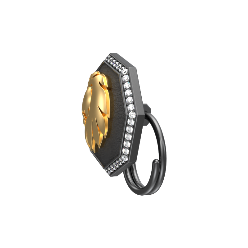 Leo Zodiac Button set with CZ Diamonds, 18kt Gold & Black Ruthenium plating on Brass.