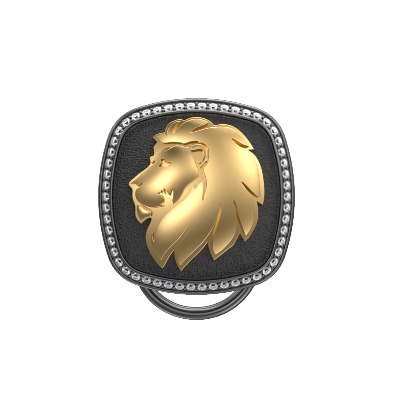 Leo Zodiac Button set with CZ Diamonds, 18kt Gold & Black Ruthenium plating on Brass.