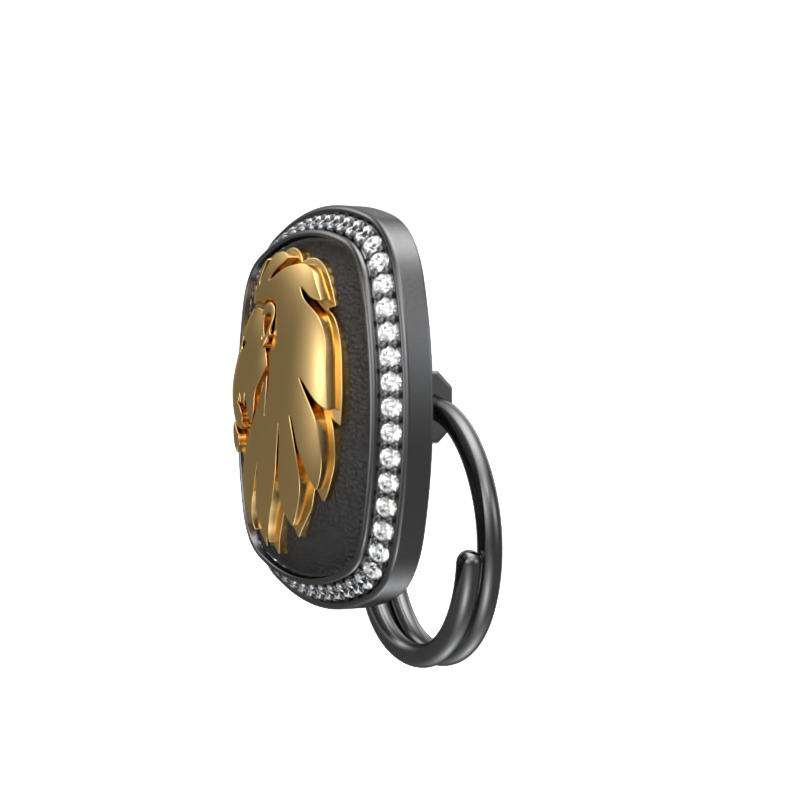 Leo Zodiac Button set with CZ Diamonds, 18kt Gold & Black Ruthenium plating on Brass.