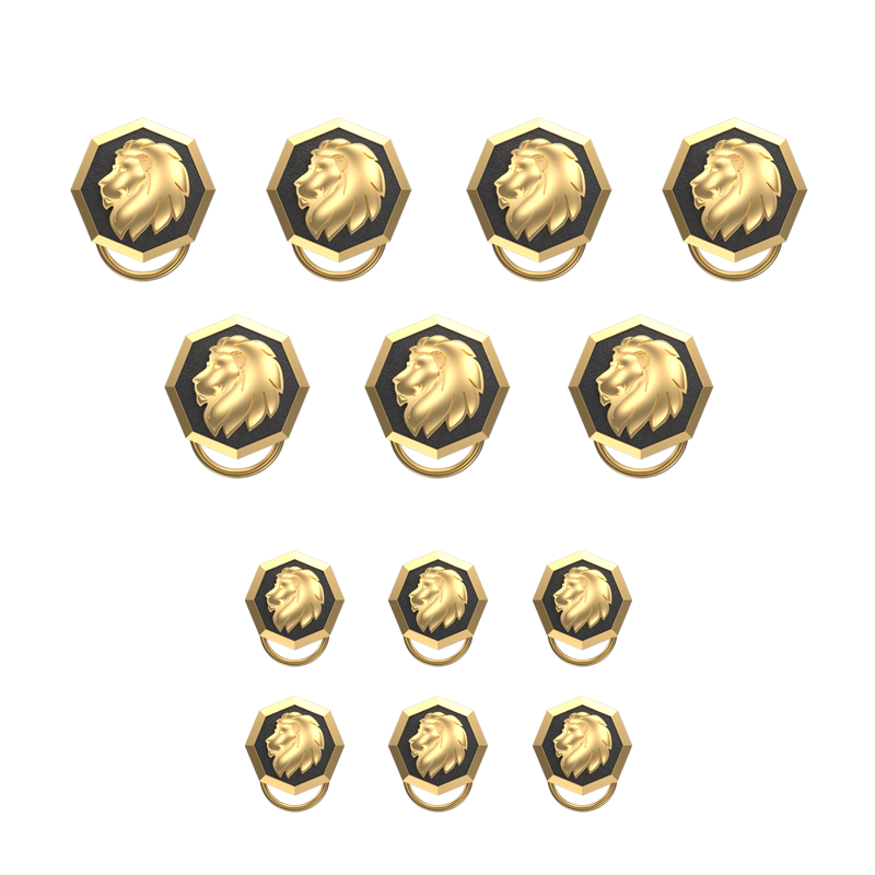 Leo Zodiac Button set with 18kt Gold & Black Ruthenium Plating on Brass.