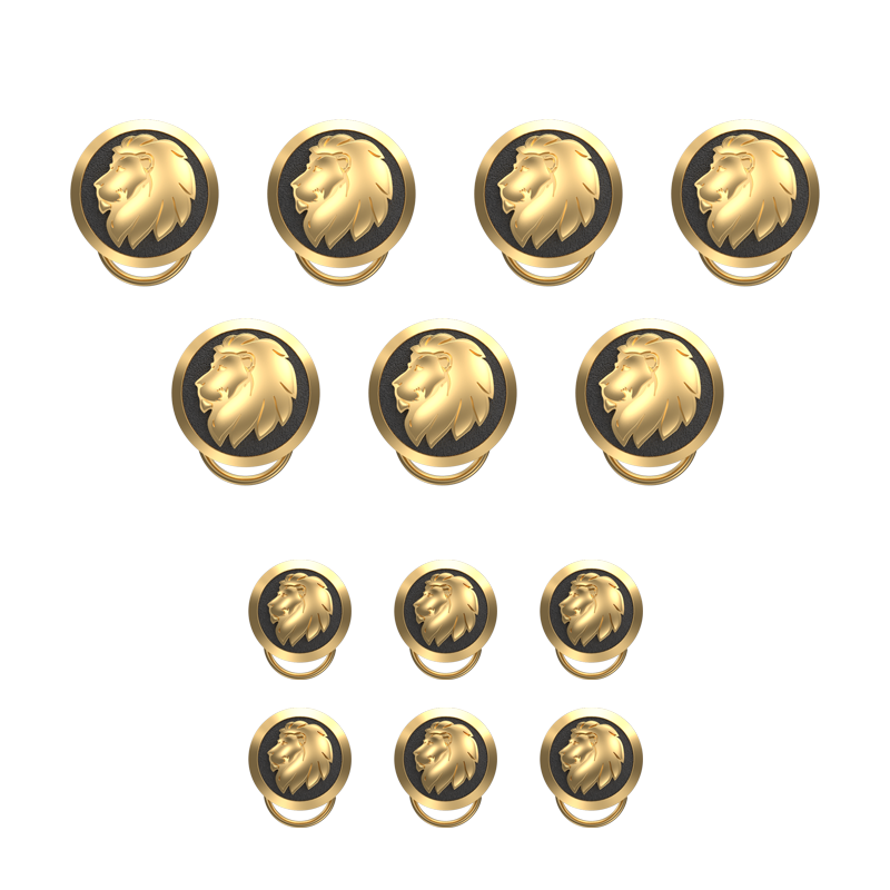 Leo Zodiac Button set with 18kt Gold & Black Ruthenium Plating on Brass.