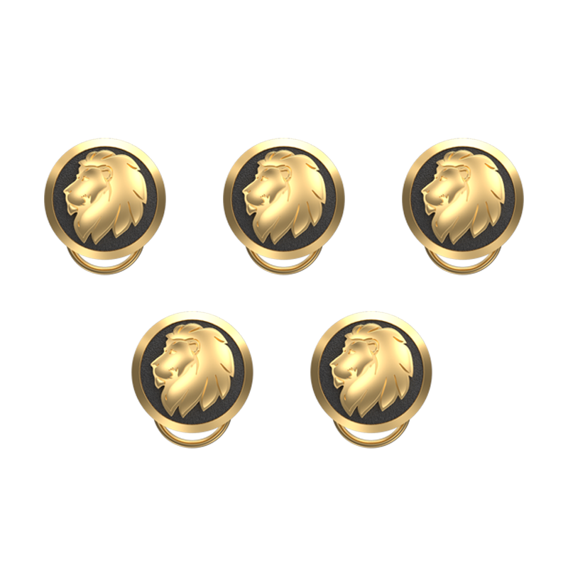 Leo Zodiac Button set with 18kt Gold & Black Ruthenium Plating on Brass.