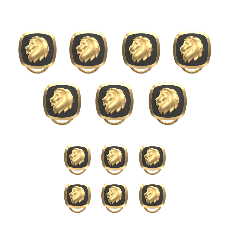 Leo Zodiac Button set with 18kt Gold & Black Ruthenium Plating on Brass.