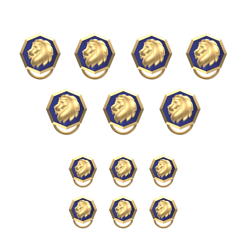 Leo Zodiac Button set with 18kt Gold & Black Ruthenium Plating on Brass.