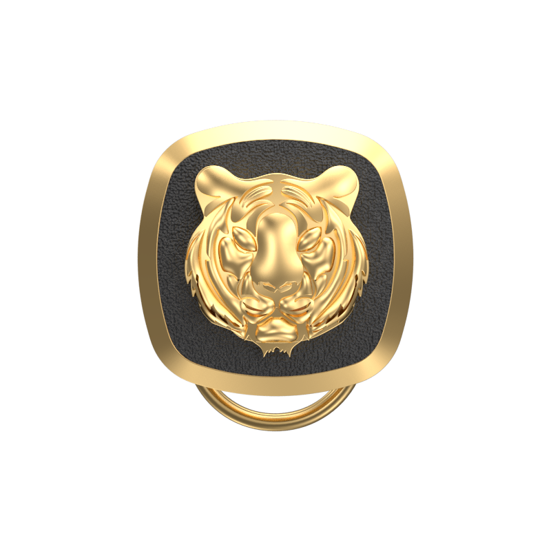 Tiger, Wild Button set with 18kt Gold & Black Ruthenium Plating on Brass.
