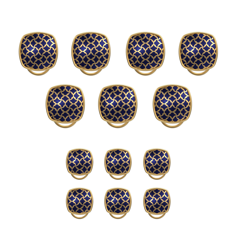 Enchanted, Classic Button Set with 18kt Gold Plating and Enamel on Brass.