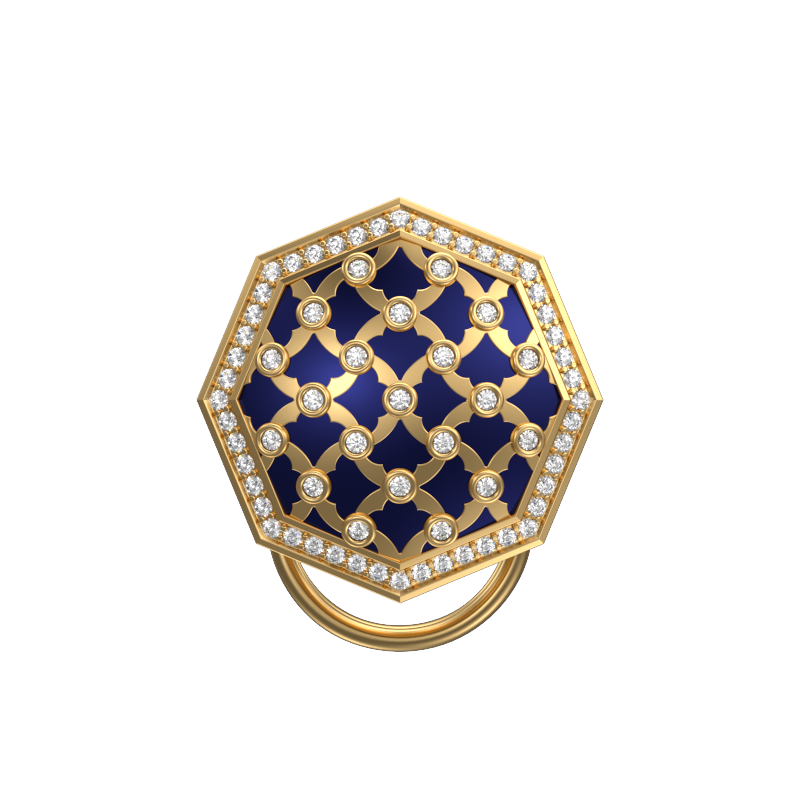 Enchanted Luxe, Classic Button Set with CZ Diamonds, 18kt Gold Plating and Enamel on Brass.