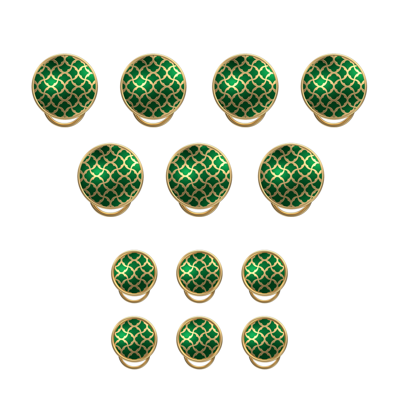 Enchanted, Classic Button Set with 18kt Gold Plating and Enamel on Brass.