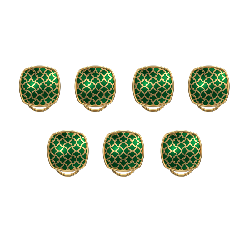 Enchanted, Classic Button Set with 18kt Gold Plating and Enamel on Brass.