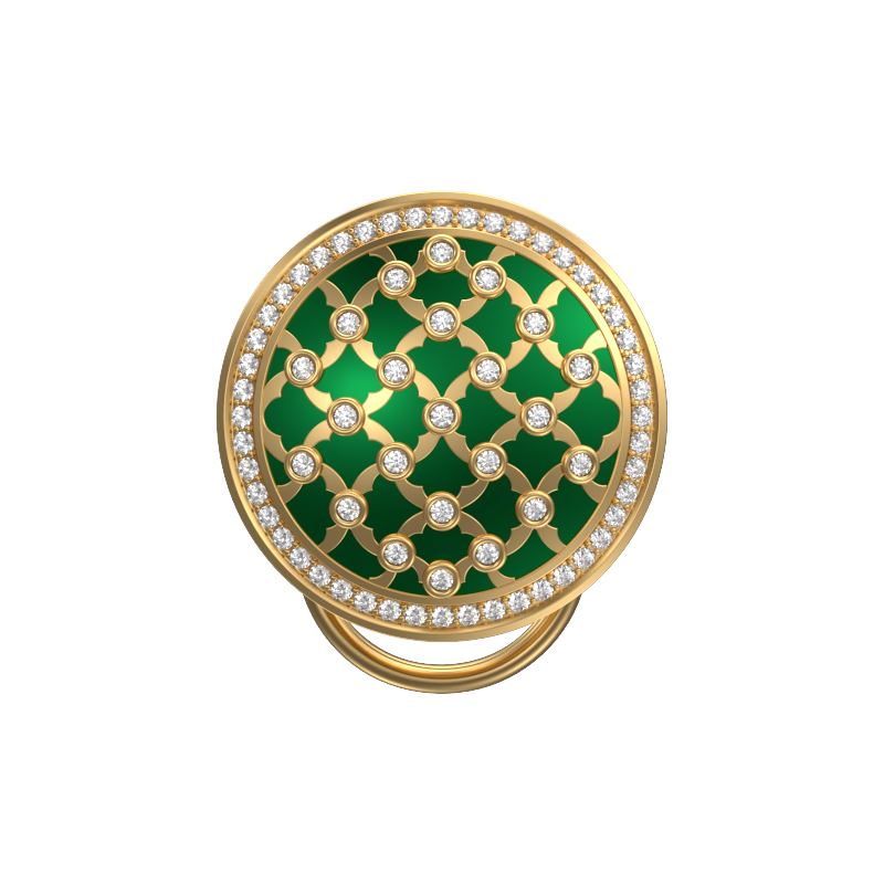 Enchanted Luxe, Classic Button Set with CZ Diamonds, 18kt Gold Plating and Enamel on Brass.