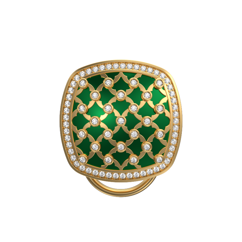 Enchanted Luxe, Classic Button Set with CZ Diamonds, 18kt Gold Plating and Enamel on Brass.