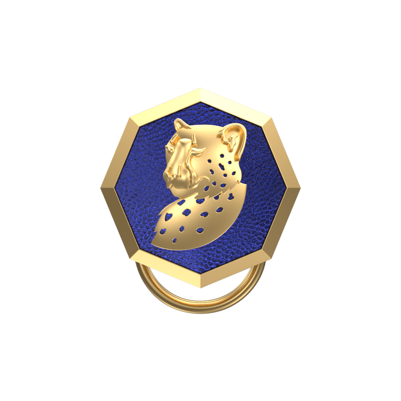 Leopard, Wild Button set with 18kt Gold & Black Ruthenium Plating on Brass.