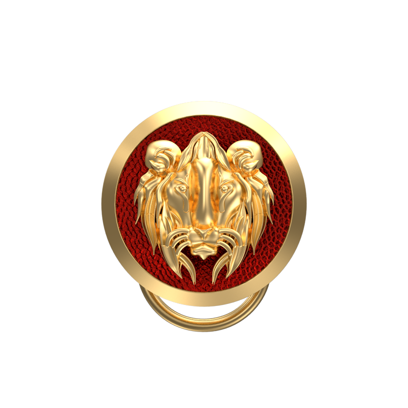 Lion, Wild Button set with 18kt Gold & Black Ruthenium Plating on Brass.