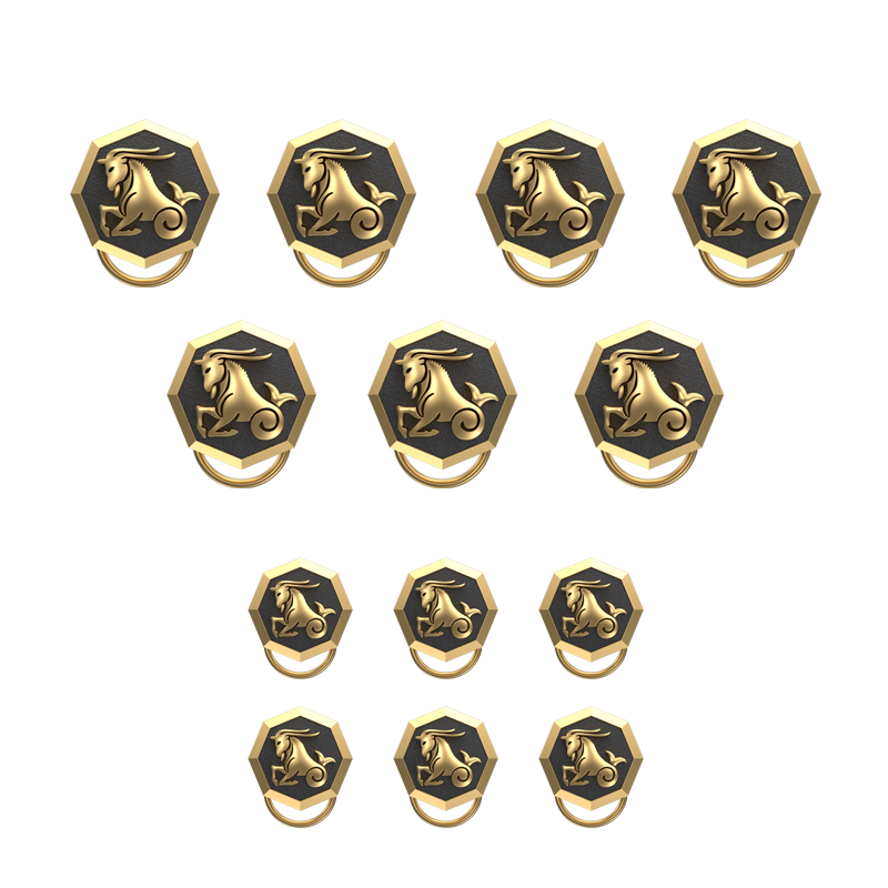 Capricorn Zodiac, Constellation Button set with 18kt Gold Plating & Enamel on Brass.