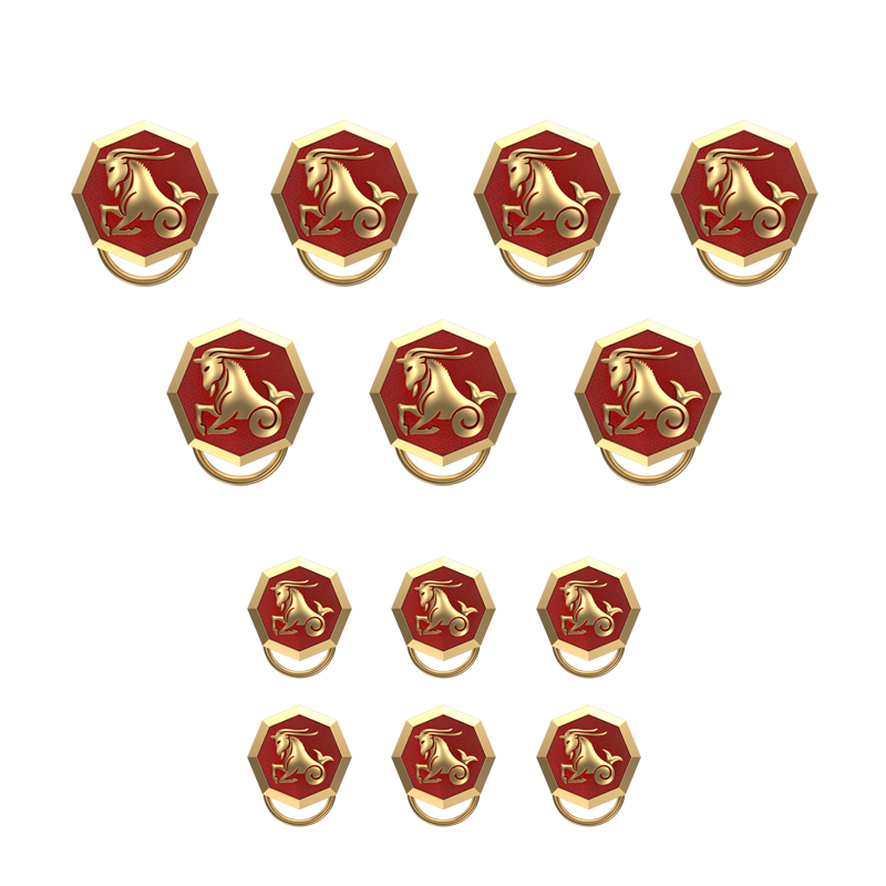 Capricorn Zodiac, Constellation Button set with 18kt Gold Plating & Enamel on Brass.