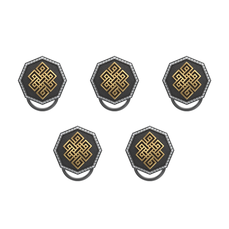 Infinity  Luxe, Spiritual Button set with CZ Diamonds, 18kt Gold & Black Ruthenium Plating on Brass.