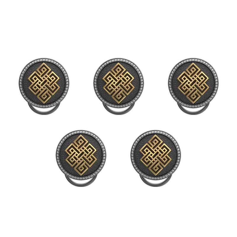 Infinity  Luxe, Spiritual Button set with CZ Diamonds, 18kt Gold & Black Ruthenium Plating on Brass.