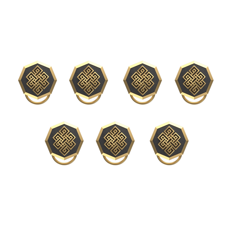 Infinity , Spiritual Button set with 18kt Gold & Black Ruthenium Plating on Brass.