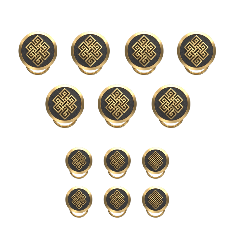 Infinity , Spiritual Button set with 18kt Gold & Black Ruthenium Plating on Brass.