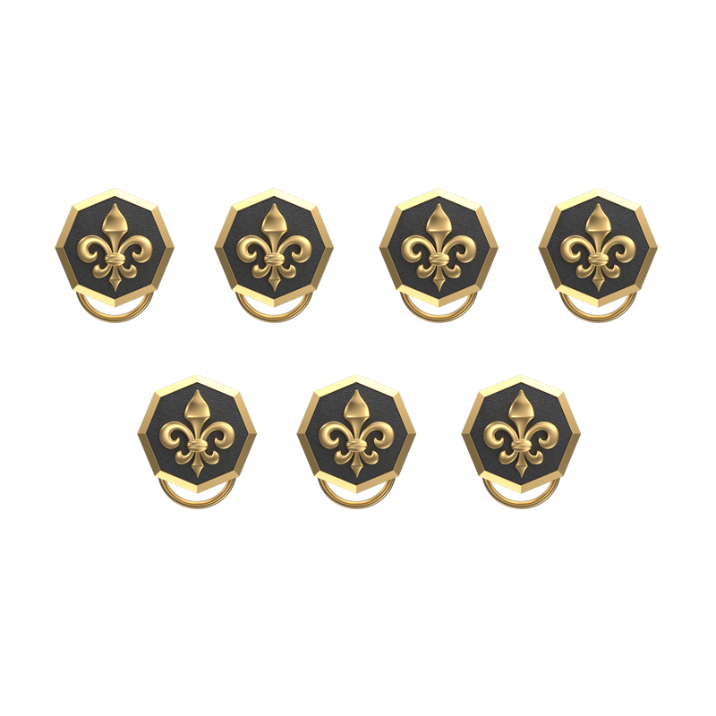 Fleur di lis , Spiritual Button set with 18kt Gold & Black Ruthenium Plating on Brass.