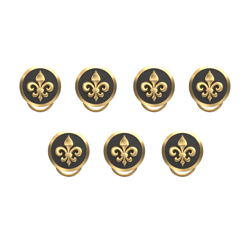 Fleur di lis , Spiritual Button set with 18kt Gold & Black Ruthenium Plating on Brass.