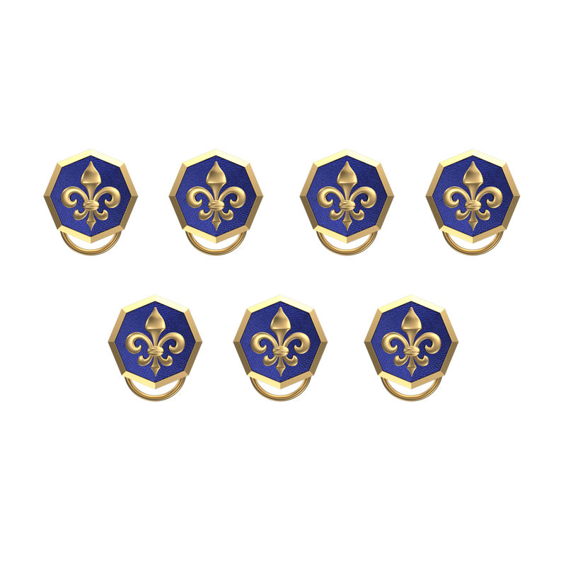 Fleur di lis , Spiritual Button set with 18kt Gold & Black Ruthenium Plating on Brass.