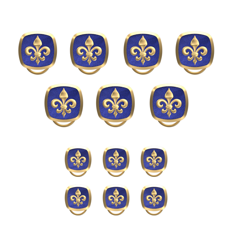 Fleur di lis , Spiritual Button set with 18kt Gold & Black Ruthenium Plating on Brass.