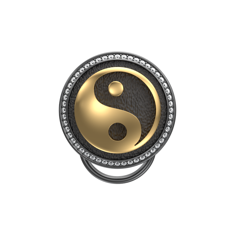 Ying Yang  Luxe, Spiritual Button set with CZ Diamonds, 18kt Gold & Black Ruthenium Plating on Brass.