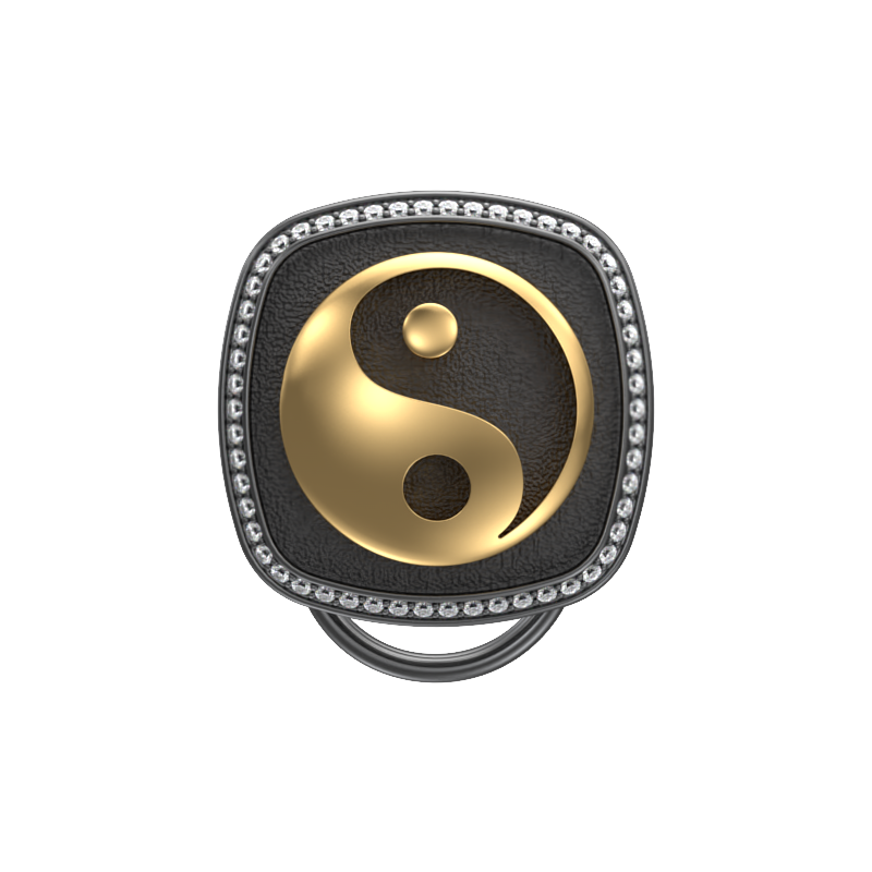 Ying Yang  Luxe, Spiritual Button set with CZ Diamonds, 18kt Gold & Black Ruthenium Plating on Brass.