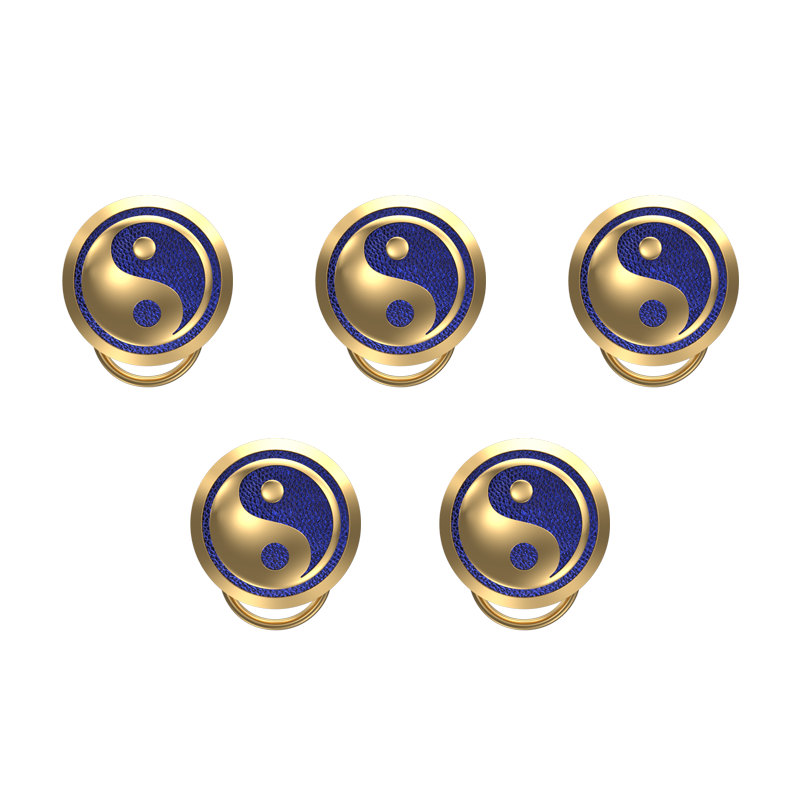 Ying Yang , Spiritual Button set with 18kt Gold Plating & Enamel on Brass.