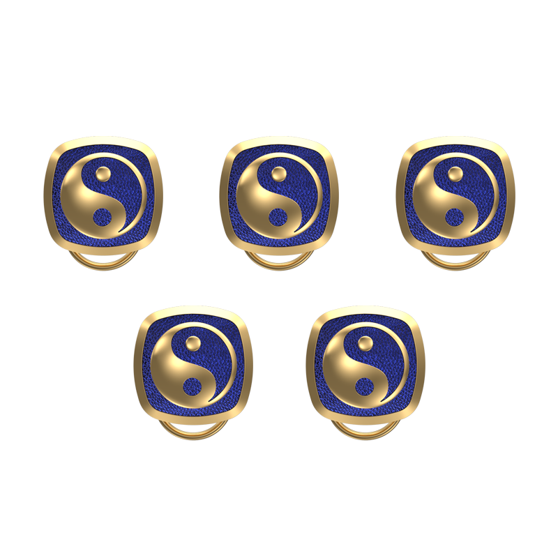 Ying Yang , Spiritual Button set with 18kt Gold Plating & Enamel on Brass.