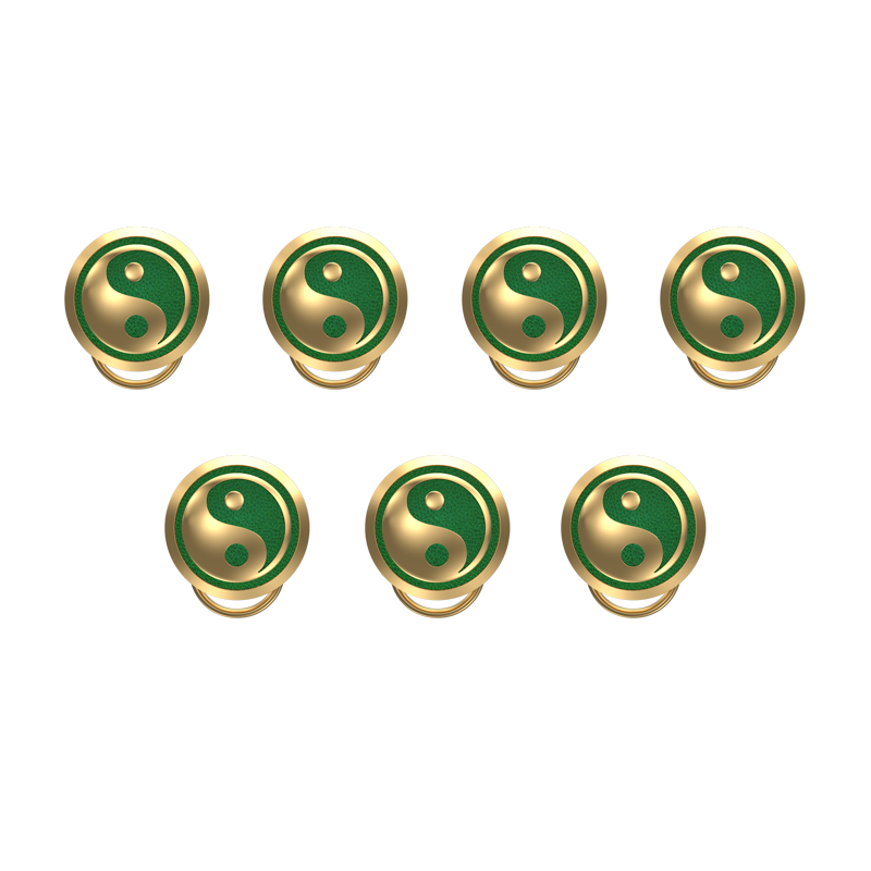 Ying Yang , Spiritual Button set with 18kt Gold Plating & Enamel on Brass.