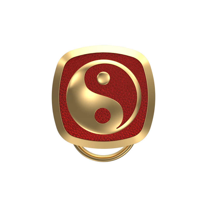 Ying Yang , Spiritual Button set with 18kt Gold Plating & Enamel on Brass.