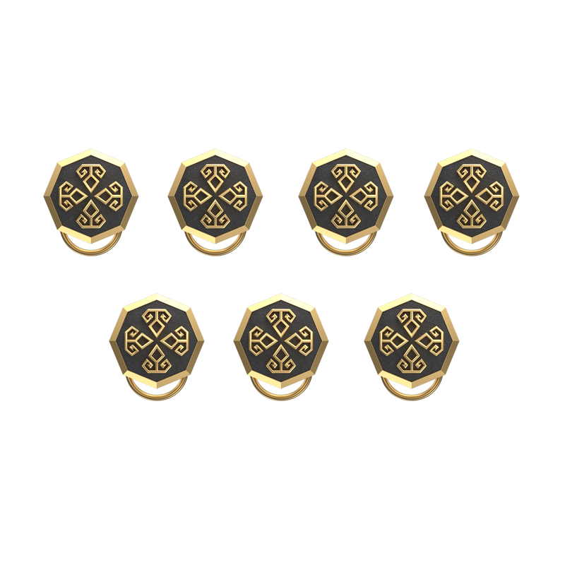 Power , Spiritual Button set with 18kt Gold & Black Ruthenium Plating on Brass.