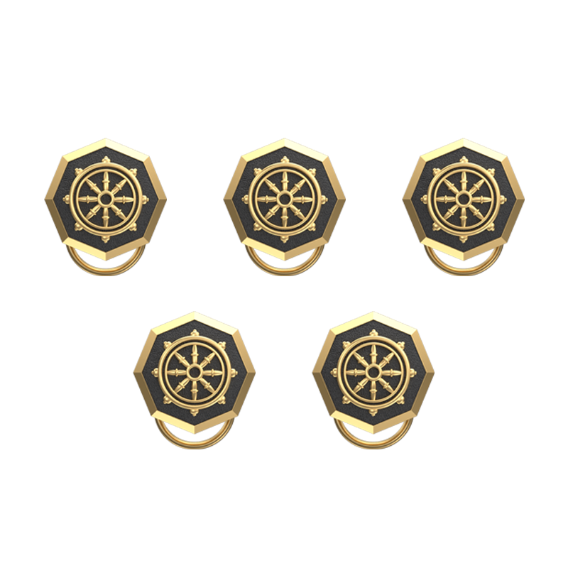 Dharma , Spiritual Button set with 18kt Gold & Black Ruthenium Plating on Brass.