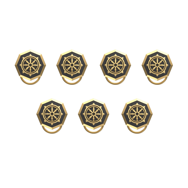 Dharma , Spiritual Button set with 18kt Gold & Black Ruthenium Plating on Brass.