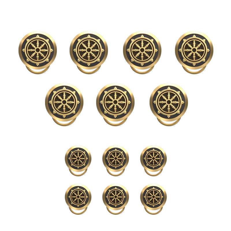 Dharma , Spiritual Button set with 18kt Gold & Black Ruthenium Plating on Brass.