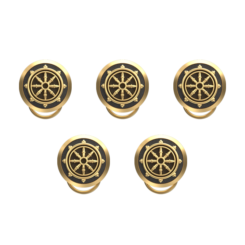 Dharma , Spiritual Button set with 18kt Gold & Black Ruthenium Plating on Brass.