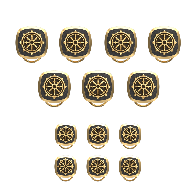 Dharma , Spiritual Button set with 18kt Gold & Black Ruthenium Plating on Brass.