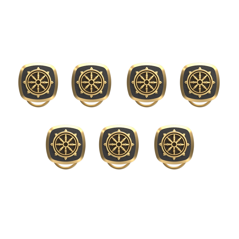 Dharma , Spiritual Button set with 18kt Gold & Black Ruthenium Plating on Brass.