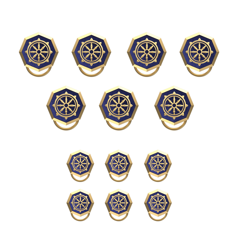 Dharma , Spiritual Button set with 18kt Gold & Black Ruthenium Plating on Brass.