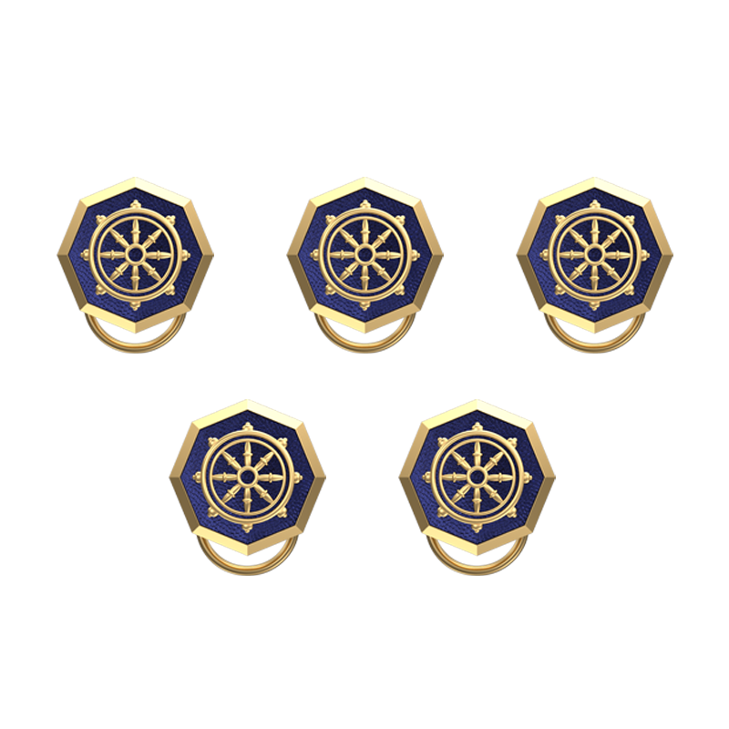 Dharma , Spiritual Button set with 18kt Gold & Black Ruthenium Plating on Brass.