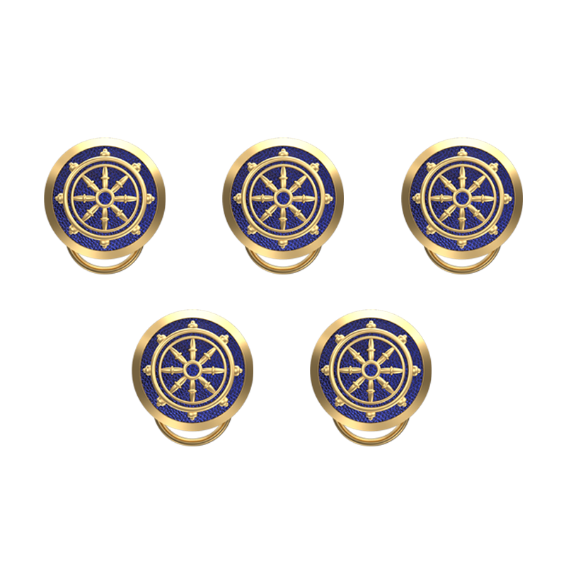 Dharma , Spiritual Button set with 18kt Gold & Black Ruthenium Plating on Brass.