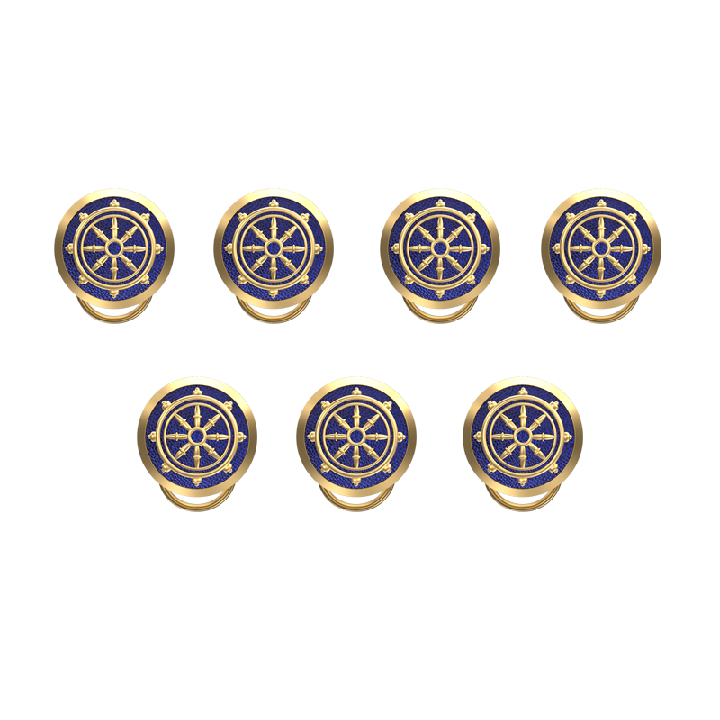 Dharma , Spiritual Button set with 18kt Gold & Black Ruthenium Plating on Brass.