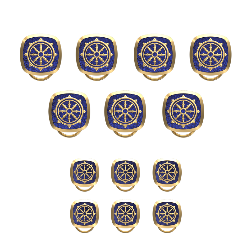 Dharma , Spiritual Button set with 18kt Gold & Black Ruthenium Plating on Brass.