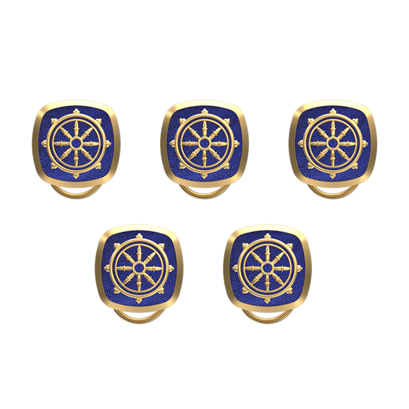 Dharma , Spiritual Button set with 18kt Gold & Black Ruthenium Plating on Brass.