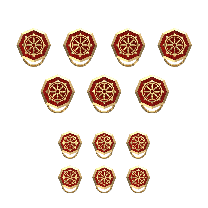 Dharma , Spiritual Button set with 18kt Gold & Black Ruthenium Plating on Brass.