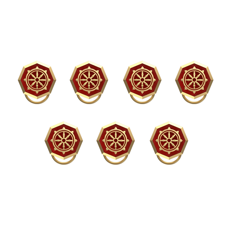 Dharma , Spiritual Button set with 18kt Gold & Black Ruthenium Plating on Brass.